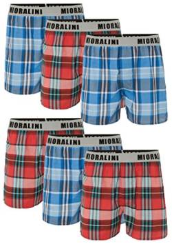 6 oder 4 Web Boxershorts 100% Baumwolle lockere US Style Webboxer kariert in vielen Mustern, Herren Boys Short Jungen Boxer Gewebte Boxer Größen: S M L XL 2XL 3XL 4XL, Muster 06, 3XL-9 von MioRalini