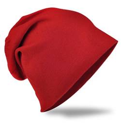 Jersey Slouch Beanie Long Mütze Stern Unisex Unifarbe Herren Damen Mützen Stern Trend, Rot, 59-63cm Kopfumfang von Miobo