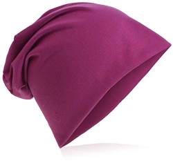 Jersey Slouch Beanie Long Mütze Unisex Unifarbe Herren Damen Trend Beanie-Unifarbe-Orchidee von Miobo