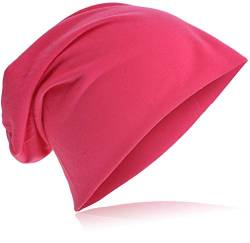 Jersey Slouch Beanie Long Mütze Unisex Unifarbe Herren Damen Trend Beanie-Unifarbe-Pink von Miobo
