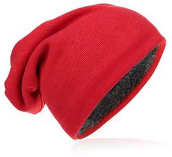 Kinder Jersey Slouch Beanie Long warme Mütze Unisex Unifarbe Winter Trend (56-58cm Kopfumfang, Rot) von Miobo