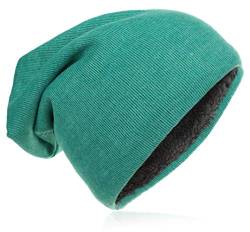 Kinder Jersey Slouch Beanie Long warme Mütze Unisex Unifarbe Winter Trend (56-58cm Kopfumfang, Türkis) von Miobo