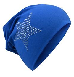 Miobo Kinder Slouch Beanie Mütze,Baumwolle,Strass Stern Blau 59 von Miobo