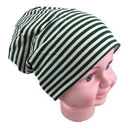 Miobo Kinder Slouch Beanie Mütze,Baumwolle,Streifen (DE/NL/SE/PL, Numerisch, 48, 53, Petrol/Weiß) von Miobo