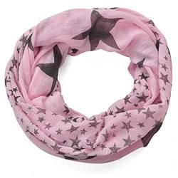 Miobo Leichter breiter Stern Loopschal Snood Schlauchschal Rundschal in vielen schönen Farben (One Size, Rosa) von Miobo