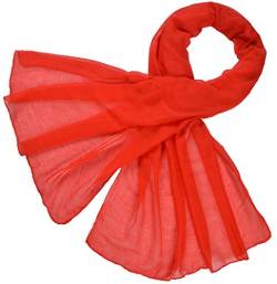 Miobo Loop Schal Crinkle Schal Halstuch Unifarbe 70 x 180cm Frühling Sommer Herbst Offen Rot von Miobo
