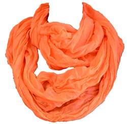 Miobo Loop Schal Crinkle Schal Halstuch Unifarbe 70 x 180cm Frühling Sommer Herbst Rund Orange von Miobo