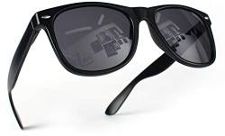 Miobo Retro Sonnenbrille, verspiegelt, Nerd-Design, Unisex, Club-Stil, UV400 (L, Schwarz Schwarz) von Miobo