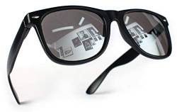 Miobo Retro Sonnenbrille, verspiegelt, Nerd-Design, Unisex, Club-Stil, UV400 (L, Schwarz Silber) von Miobo