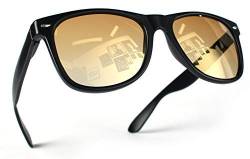 Miobo Retro Sonnenbrille, verspiegelt, Nerd-Design, Unisex, Club-Stil, UV400 (XS, Schwarz Gold) von Miobo