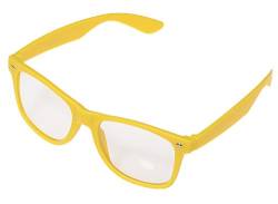Miobo Sonnenbrillen Party Brillen 1980 style Retro Atzen Nerdbrille Hornbrille Sonnenbrille oder Klarglas Schwarz (Gelb Klarglas) von Miobo