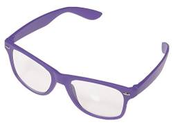 Miobo Sonnenbrillen Party Brillen 1980 style Retro Atzen Nerdbrille Hornbrille Sonnenbrille oder Klarglas Schwarz (Lila Klarglas) von Miobo