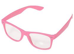 Miobo Sonnenbrillen Party Brillen 1980 style Retro Atzen Nerdbrille Hornbrille Sonnenbrille oder Klarglas Schwarz (Rosa Klarglas) von Miobo