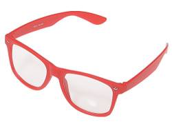 Miobo Sonnenbrillen Party Brillen 1980 style Retro Atzen Nerdbrille Hornbrille Sonnenbrille oder Klarglas Schwarz (Rot Klarglas) von Miobo
