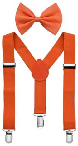 Miobo Unisex Hosenträger mit Fliege für Kinder: Stylisch und praktisch, mit drei Clips (Orange) von Miobo