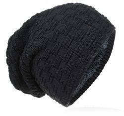 Miobo warme Feinstrick Beanie Mütze mit Flecht Gitter Muster und sehr weichem Innenfutter, Flecht-Dunkelblau, 56-58cm KopfumfJahrg von Miobo