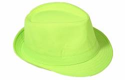 Strohhut Panama Fedora Trilby Gangster Hut Sonnenhut mit Stoffband Farbe:-Grün Gr:-54 von Miobo