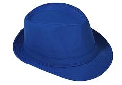 Strohhut Panama Fedora Trilby Gangster Hut Sonnenhut mit Stoffband Farbe:-Marine Gr:-54 von Miobo