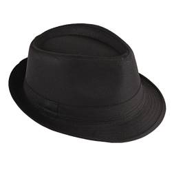 Strohhut Panama Fedora Trilby Gangster Hut Sonnenhut mit Stoffband Street Style, Schwarz, 54 von Miobo