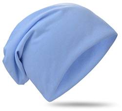 Unifarbe Jersey Slouch Beanie Long Mütze Unisex Unifarbe Herren Damen Trend (One Size, Babyblau) von Miobo