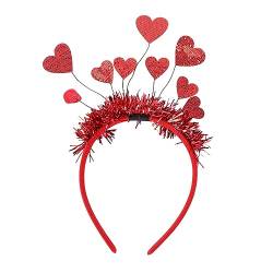 Mipcase Rotes Herz-Stirnband: Herz-Stirnband Amor-Liebes-Kopfschmuck Valentinstag-Haarband Tiara-Haarband Reifen Für Party-Geburtstags-Requisiten von Mipcase
