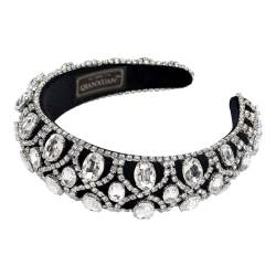 Mipcase Strass-Stirnband Accessoires für Mädchen Stirnband schwarz Haarschmuck elegant weißes Stirnband Haarband Damen Kopfschmuck Accessoire Schwamm-Strass-Kopfschmuck Mode von Mipcase