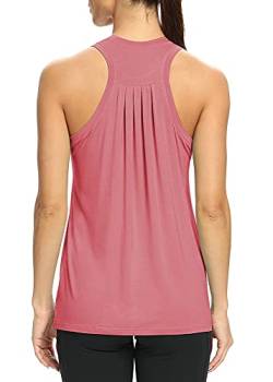 Mippo Trainings-/Yoga-Top für Damen, niedliches Plissier-Shirt, Athletic Racerback Tank-Tops - Pink - Groß von Mippo