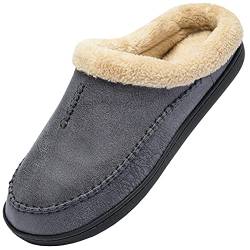 Miqieer Hausschuhe Herren Memory Foam Pantoffeln Warme Winter Plüsch Hüttenschuhe, Blaugrau,49/50 EU von Miqieer