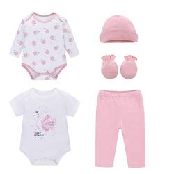 Miracle Baby Kurzarm- und Langarm-Bodysuit für Babys, Hose, Mütze, Fäustlinge, Grußkarte, Geschenkset im 6er-Pack (Schwan, 0-3 months) von Miracle Baby