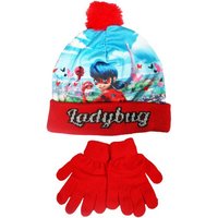 Miraculous - Ladybug Bommelmütze Miraculous Ladybug Kinder 2tlg Set Wintermütze plus Handschuhe Gr. 52 bis 54 von Miraculous - Ladybug