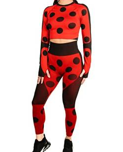 Miraculous Ladybug Damen Nahtlose Leggings Set - Hohe Taille von MAXXIM, rot, X-Groß von Miraculous