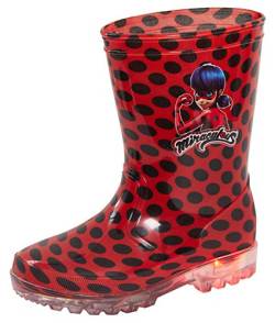 Miraculous Ladybug Mädchen Leuchtende Gummistiefel Kinder Blinkende Schnee Regen Stiefel Gummistiefel, schwarz / rot, 32 EU von Miraculous