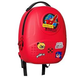 Miraculous Ladybug – Pop n' Swop -Rucksack mit schwarzem Griff, 6 Clip-on-Abzeichen und Reißverschluss, leichte, langlebige, wasserdichte Tasche mit verstellbaren Trägern (Rot - Ladybug) von Miraculous