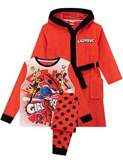 Miraculous Mädchen Schlafanzug und Bademantel Set Ladybug Rot 110 von Miraculous