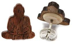 Miriquidi Buddha Holz Ohrstecker Silber 925 Sterling 11mm Paar - Nuss von Miriquidi