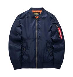 MisFox Herren Bomberjacke MA-1 Stehkragen Fliegerjacke Wasserdicht Blouson Herbst und Winter Retro Jacke Winddichte Bomber Piloten Jacket mit Reißverschluss Taschen von MisFox