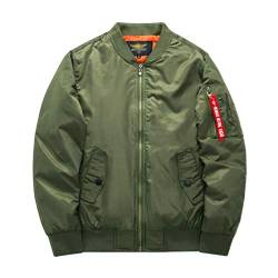 MisFox Herren Bomberjacke MA-1 Stehkragen Fliegerjacke Wasserdicht Blouson Herbst und Winter Retro Jacke Winddichte Bomber Piloten Jacket mit Reißverschluss Taschen von MisFox