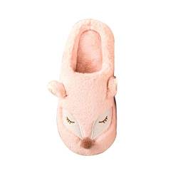 MisFox Herren & Damen Winter Baumwolle Warme Hausschuhe Indoor Bequem Plüsch Pantoffeln Home Kuschelig Cartoon Fuchs rutschfest Slippers von MisFox