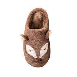 MisFox Herren & Damen Winter Baumwolle Warme Hausschuhe Indoor Bequem Plüsch Pantoffeln Home Kuschelig Cartoon Fuchs rutschfest Slippers von MisFox