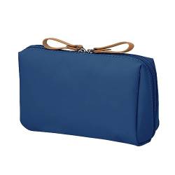 MisFun Kosmetiktasche Klein Schminktasche, Reise Make up Tasche, wasserdichte und Leichte Aufbewahrungstasche, Nylon Kulturbeutel mit Fächern, Multifunktions Handtasche Small Make up Bag Damen Blau von MisFun