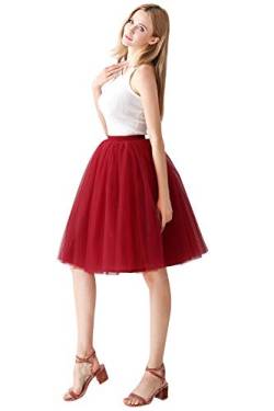 MisShow 1950 Petticoat Unterrock Underskirt Crinoline für Rockabilly Kleid Wein Rot von MisShow