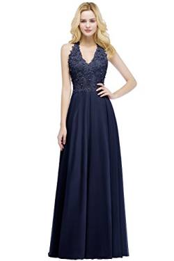 Misshow Cocktailkleid, lang, schick, für Hochzeit, mit Trägern, Elegantes Damenkleid, Marineblau, M (US 6/8) von MisShow