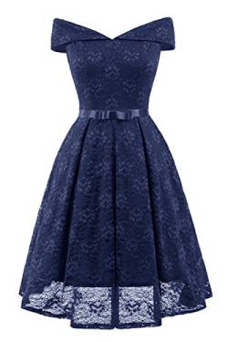 Misshow Partykleider Kurz Elegant Abiballkleid Blau Off Schulter Konfirmation Formelle Kleider- Gr. XX-Large, Navy von MisShow