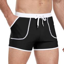 Badeshorts Herren Badehosen FüR Herren Badehosen MäNner Kurz Schnelltrocknend Sommer Swimming Strandshorts Mit Tasche schwarz L von Misfuso