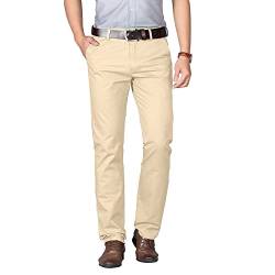 Herren Hosen Chino Hose Business- Regular fit Herren Geradem Hosen aus 100% Baumwolle - Normaler Taille und Anti-Falten - Angenehme Praktische Männer Hosen für Business und Freizeit, 32 Gelb von Misfuso