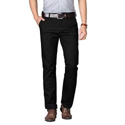 Herren Hosen Chino Hose Business- Regular fit Herren Geradem Hosen aus 100% Baumwolle - Normaler Taille und Anti-Falten - Angenehme Praktische Männer Hosen für Business und Freizeit, 36 Schwarz von Misfuso