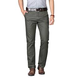 Herren Hosen Chino Hose Business- Regular fit Herren Geradem Hosen aus 100% Baumwolle - Normaler Taille und Anti-Falten - Angenehme Praktische Männer Hosen für Business und Freizeit, 38 Dunkelkhaki von Misfuso