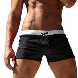 Misfuso Badehose Herren Badeshorts Schwimmshorts mit elastischem Bund Herren-Badeshorts mit Kleiner Tasche L, Schwarz von Misfuso