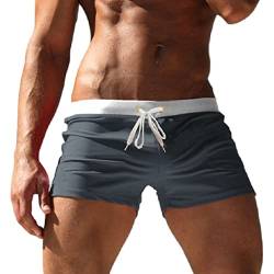 Misfuso Badehose Herren Badeshorts Schwimmshorts mit elastischem Bund Herren-Badeshorts mit Kleiner Tasche M, Grau von Misfuso