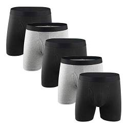 Misfuso Boxershorts Herren 5er Pack Male Unterwäsche S-2XL Baumwolle Unterhosen Männer Unterwäsche Men Schwarz&Grau M von Misfuso